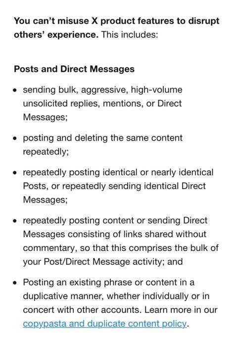 SecularTrainee's tweet photo. What do the new rules mean for DM’s ? Sending links in DM’s will also be scrutinised now ?? Badi Duvidha hai bhai. Catch 22. #X #TwitterDM https://t.co/Jq8GIhwhCe