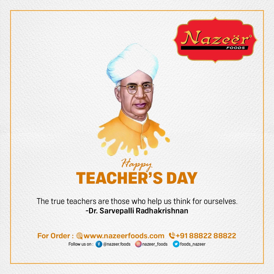 🍎 On this Teacher's Day, we salute the heroes who light up our paths to knowledge and inspiration. 📷Visit us : nazeerfoods.com or 8882288822 #nazeerfoods #teachersday #happyteachersday #mughalifods #orderonline #bestfoods #chicekn