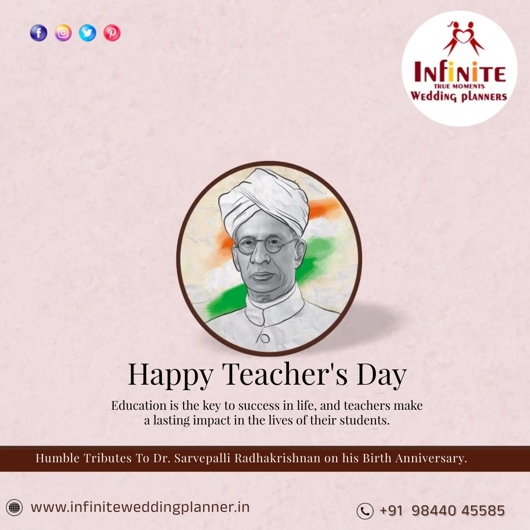 infiniteweddin1's tweet photo. 📚 Happy Teachers' Day! 🍎 Infinite Wedding Planner extends heartfelt appreciation to all the teachers who inspire learning, curiosity, and creativity. Your guidance is a lifelong gift! 🎓🙏👩‍🏫👨‍🏫 #TeachersDay #ThankYouTeachers #EducationMatters  #infiniteweddingplanner https://t.co/bBdsHDY82M