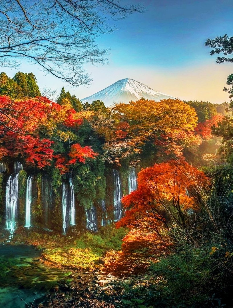 Shiraito Falls near Mount Fuji in autumn, Japan  🇯🇵