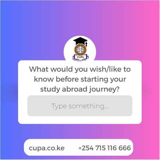 cupa_agency's tweet photo. Embarking on a Global Adventure?
Help shape the study abroad journey! Share your tips and tricks with us for studying abroad. Get FREE expert guidance on study abroad on 0715 116666 on the 6th of September.

Visa #studyabroad #askcupa #ClimateScam https://t.co/9fBYGZfKxg