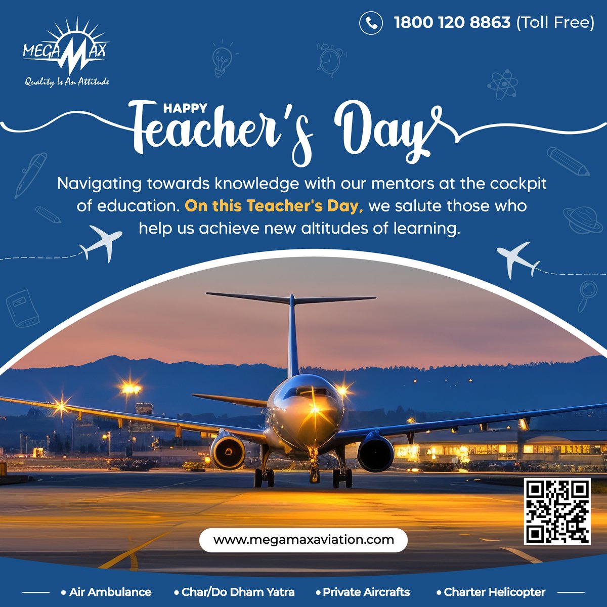 Happy Teachers' Day to the extraordinary educators who inspire, guide, and shape the future of our aviation enthusiasts. Your knowledge and passion soar above the clouds, and we're grateful for the wisdom you impart.

megamaxaviation.com

#TeachersDay #AviationEducation…