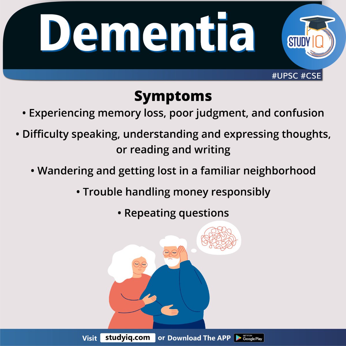 upsciq's tweet photo. Dementia

#dementia #karnataka #statehealthdepartment #nimhans #dementiaindiaalliance #karnatakadementiaactionplan #whyinnews #symptoms #poorjudgement #medicines #donepezil #razadyneer #upsc #cse #ips #ias https://t.co/A8MBLb2ghs
