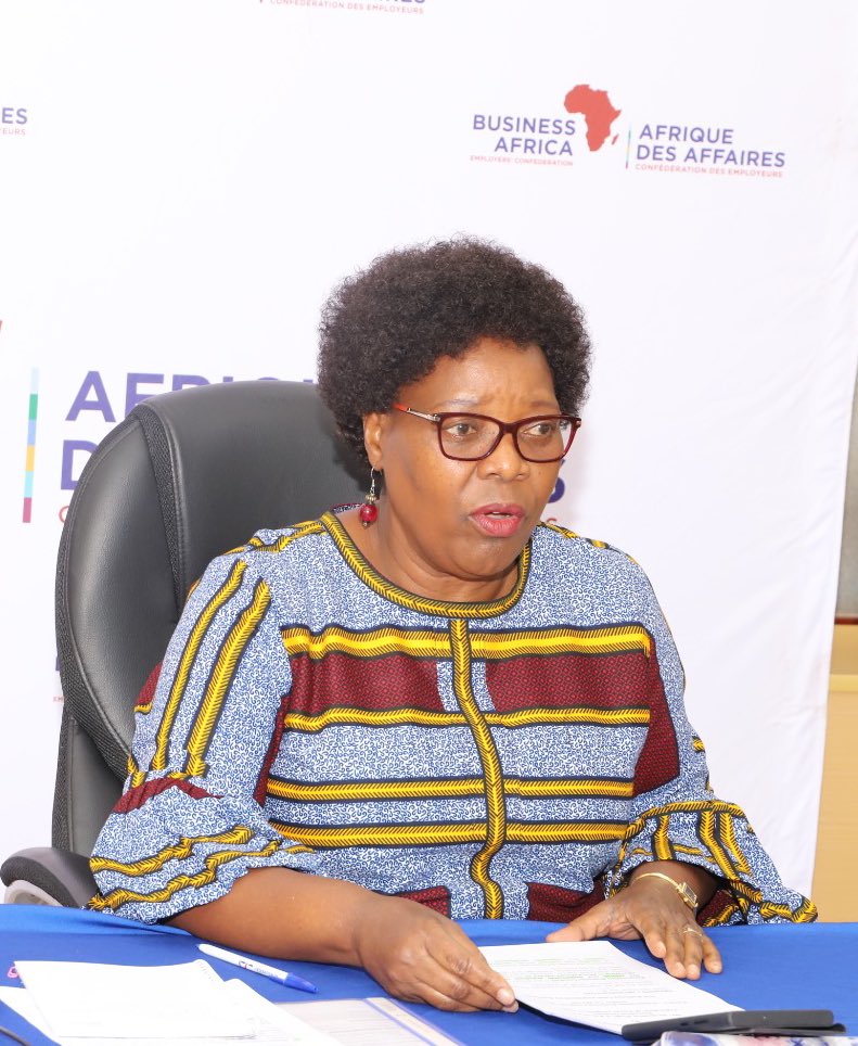 BUSINESSAfricah's tweet photo. Ms @Jacquelinemugo2 , Secretary General, @BUSINESSAfricah and Executive Director &amp; CEO @FKEKenya speaking during a panel discussion at the @ioevoice Hybrid Business Caucus during the 2nd Africa Business and Human Rights Forum. https://t.co/Y5vXVsIa74