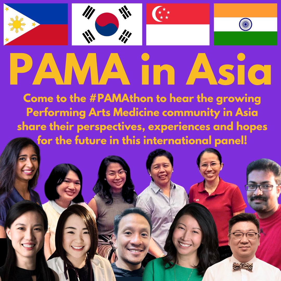 artsmed's tweet photo. The Performing Arts Medicine community is thriving in Asia! Hear from experts in the Phillippines, Singapore, Korea and India, from physicians to chiropractors to educators. Only at the #PAMAthon: https://t.co/NGQ2PP8RiF https://t.co/8SsYZMpzxy
