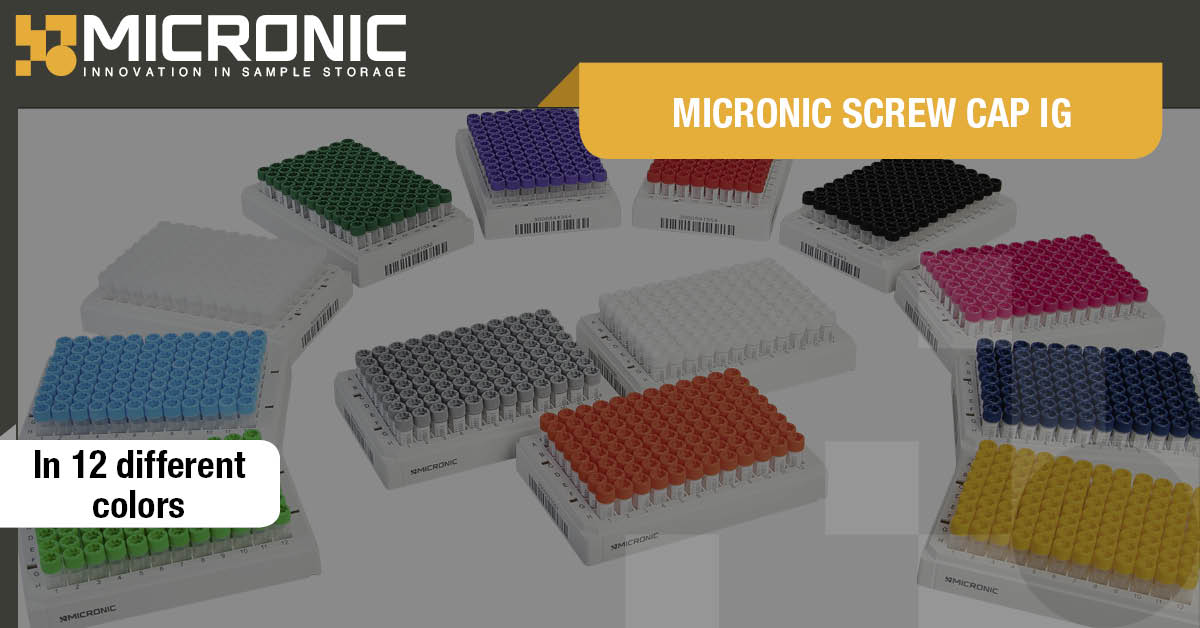 The #Micronic Screw Cap IG has an #improvedgripping for both manually and automated handling. Next to that, the #screwcap IG is available in 12 different colors, so you can distinguish your samples using color identification! Learn more here: ow.ly/iEV250PAnsM