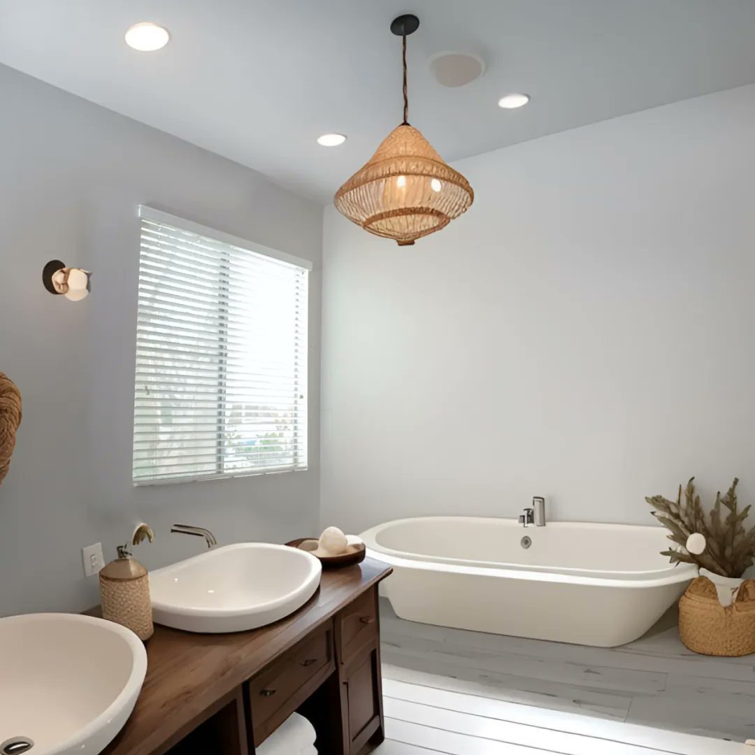 🌊 Sumérgete en la tranquilidad del estilo Costero con #StageInHome. Tonos de azul, arena y blanco crean un oasis de calma perfecto para tu hogar o oficina. Ideal para el #MercadoInmobiliario. 🏠🏝️ #DiseñoDeInteriores