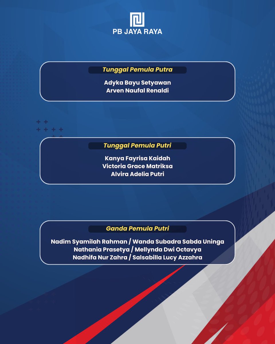 PBjayaraya's tweet photo. Halo Sobat JR Solid!

Berikut ini daftar atlet PB Jaya Raya yang akan bertanding di kejuaraan kota Jakarta Pusat (Kejurkot) yang akan berlangsung dari tanggal 6 - 10 September 2023. Kita beri semangat untuk para atlet yang akan bertanding yuk Sobat! Tulis disini 👇🏻 https://t.co/PzpdEIY0uD