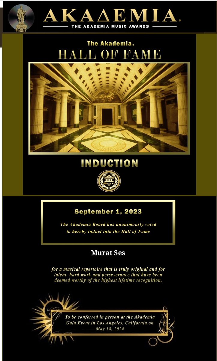 Breaking News ! The Akademia Hall of Fame Induction. Following to our award of yesterday.
Dünkü ödülün ardından bomba gibi bir haber aldık..Bu da Hollywood'dan. Akademi onur listesine alındık.
Cumhuriyet'imizin 100. Yılında bir başarıya daha imza attık Ses Team olarak. <a href="/clouzine/">CLOUZINE™ Independent Online Music Publications</a>