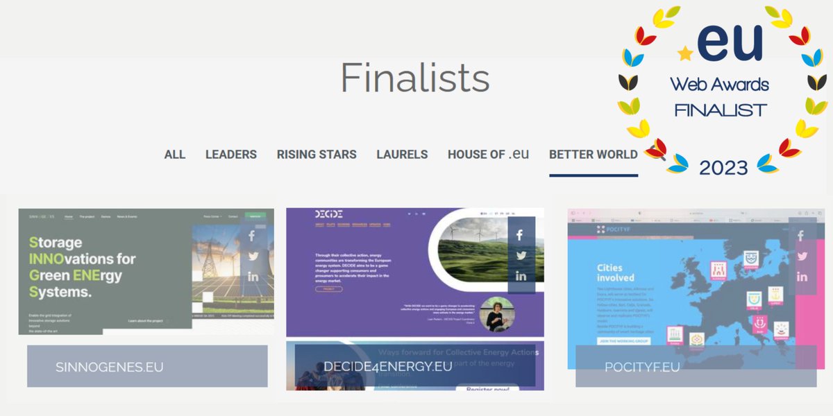📢𝗘𝘅𝗰𝗶𝘁𝗶𝗻𝗴 𝗻𝗲𝘄𝘀 !

The #DECIDE4energy website was selected as a finalist for the #2023euWA #doteu award in the 'Better World' category for websites representing green initiatives & environmentally friendly organisations 🌍

More info:  webawards.eurid.eu