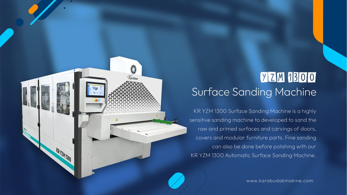 KamaMakine's tweet image. KR YZM 1300 Surface Sanding Machine
#surfacesanding #surfacesander #sandermachine

karabudakmakine.com/en/kr-yzm-1300…

The Expert in Wood Surface Finishing
karabudakmakine.com
info@karabudakmakine.com
+90 (262) 646 52 62