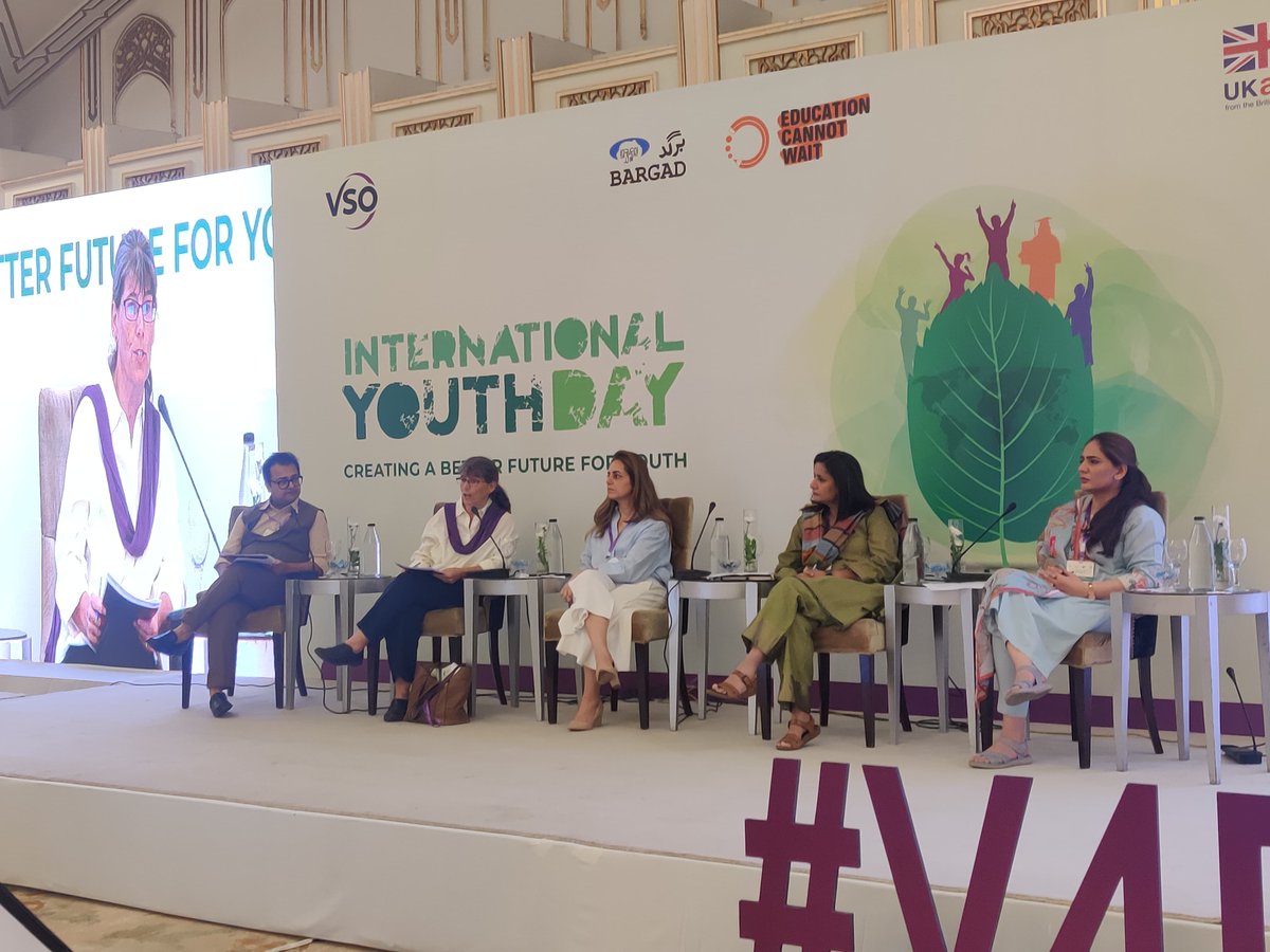 Role of Youth in Climate Change Adaptation and Resilient Education Panel Discussion International Youth Day 2023. #IYD2023 #Greenskillsforyouth #V4D #BackOurGirls #Islamabad @PMYPUpdates @VSO_Intl @WorldBank @FCDO_Intl @BARGADYouth @EduCannotWait @UKaid @FCDOGovUK @UNDP @UNFPA