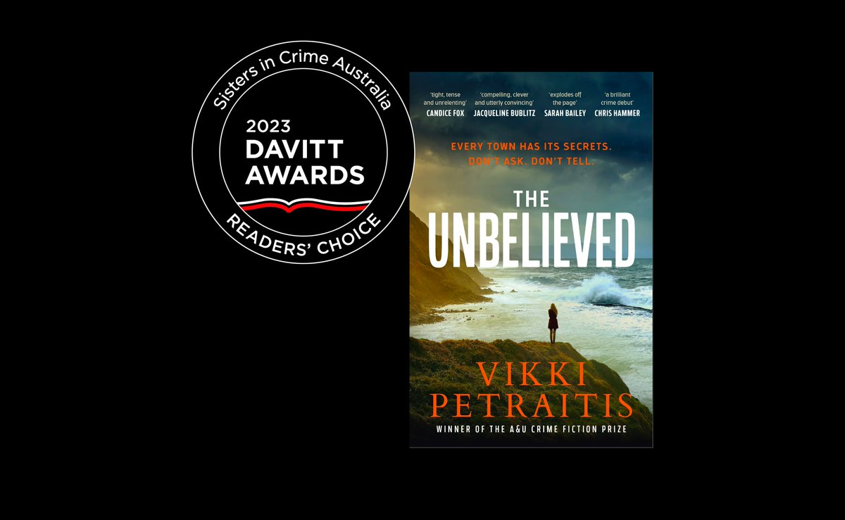 We're so thrilled that The Unbelieved, our inaugural Crime Fiction Prize winner, has also won the 2023 Davitt Readers’ Choice award, as judged by 600+ members @SistersinCrimeA. Huge congrats to Vikki Petraitis! 🥳🥰🍾allenandunwin.com/browse/news/th…