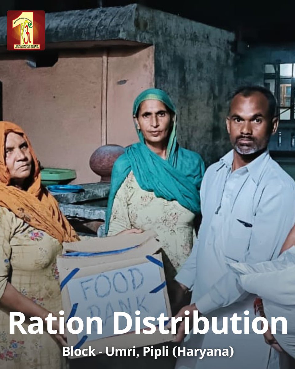 DSSNewsUpdates's tweet photo. Dera Sacha Sauda volunteers are on a mission to combat hunger!Volunteers distributing free ration kits to families who need them the most. They're not just giving food; but also sharing hope and love. Let's continue to spread positivity and make the world a better place. #FoodBank #EndingHunger