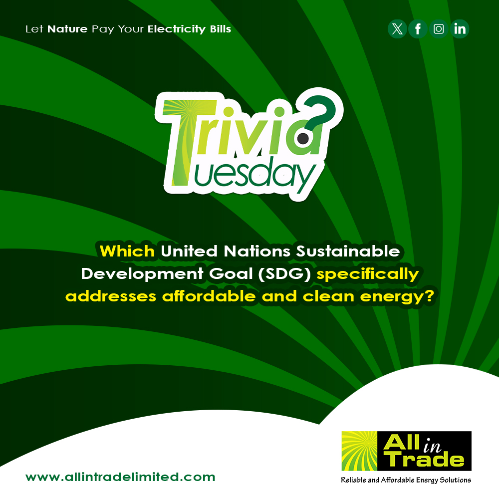 Allintrade's tweet photo. Time to test your knowledge of the Sustainable Development Goals (SDGs)!
#AllInTradeTrivia #TriviaTime #SustainableGoals #TriviaChallenge #SDGTrivia #SDGs #SustainabilityQuiz https://t.co/ksZR4qA948