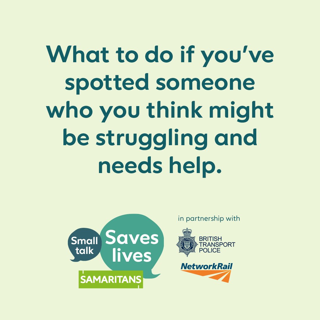 Small talk can save lives.

Even just asking how you are or offering to go for a coffee might be enough to spark a conversation.

And if you think they need us, remember we are here day or night on 116 123.

#smalltalksaveslives