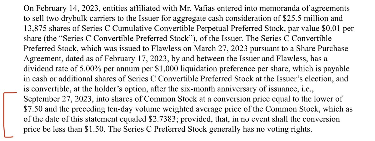 Daxdop's tweet photo. @andrew1corpora1 @AMCanaday01 He can always convert them. What changes is the conversion price: 
-For mkt price below 1.5 the conversion price is fixed at 1.5 
-For mkt price between 1.5 and 7.5 the conversion price is given by the 10 day VWAP
-Above 7.5 again it is fixed at 7.5

So there is no guarantee https://t.co/d8jPG0tL9i