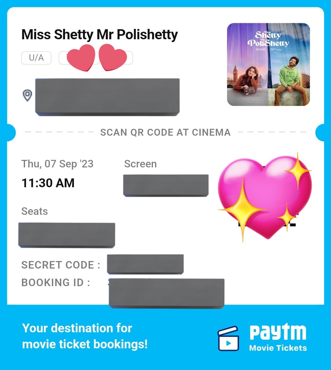 Tickets booked! Superr excited to watch our Lady Superstar #AnushkaShetty on the big screen again, after such a long time!! 😭😍❤️🎉 #MissShettyMrPolishetty #MSMPonSep7th