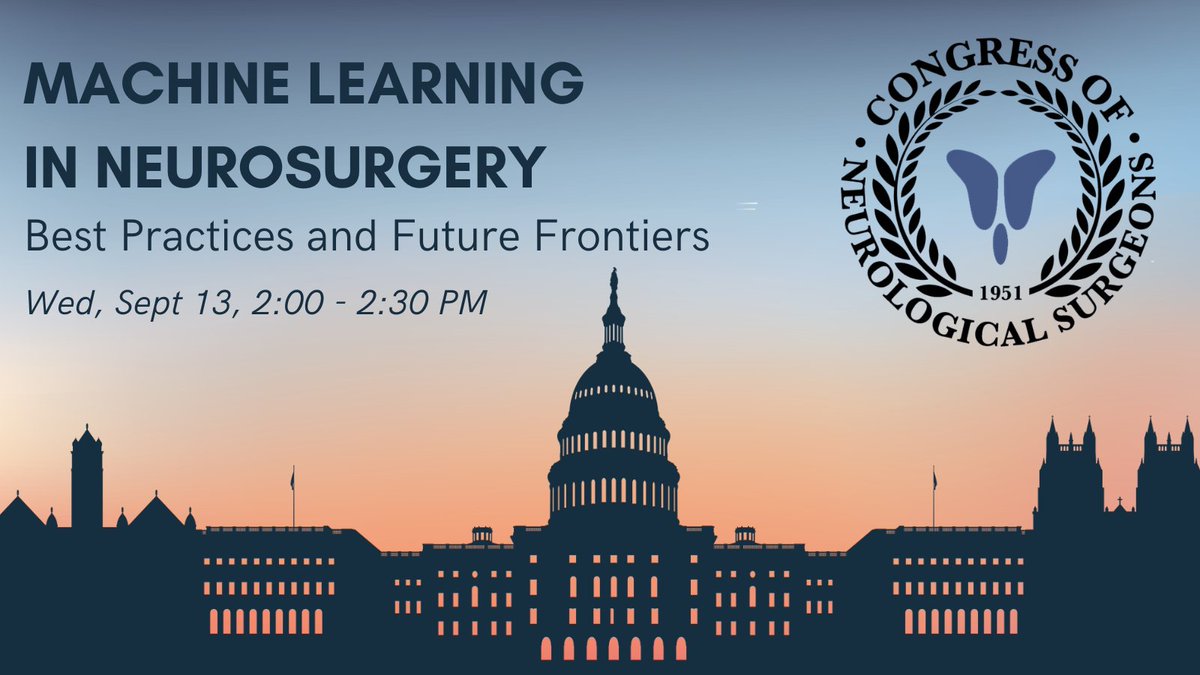 Andreas Seas (@andreasseas) on Twitter photo Going to #2023CNS and interested in #MachineLearning?
Join us Sept 13 at 2 PM to learn from experts in ML, and try your hands at some neurosurgery-specific ML code!
<a href="/CNS_Update/">CNS</a> <a href="/MartinaStippler/">Martina Stippler</a> @lola_chambless @eladlevymd <a href="/DamirezFossett/">Damirez Fossett</a> <a href="/GarniBDarian/">Garni Barkhoudarian, MD</a> <a href="/Dukeneurosurg/">Duke Neurosurgery</a> <a href="/duke_nsig/">Duke SOM Neurosurgery Interest Group</a> Going to #2023CNS and interested in #MachineLearning?
Join us Sept 13 at 2 PM to learn from experts in ML, and try your hands at some neurosurgery-specific ML code!
<a href="/CNS_Update/">CNS</a> <a href="/MartinaStippler/">Martina Stippler</a> @lola_chambless @eladlevymd <a href="/DamirezFossett/">Damirez Fossett</a> <a href="/GarniBDarian/">Garni Barkhoudarian, MD</a> <a href="/Dukeneurosurg/">Duke Neurosurgery</a> <a href="/duke_nsig/">Duke SOM Neurosurgery Interest Group</a>