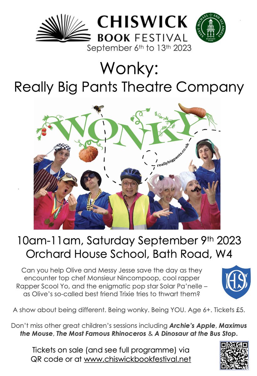 Don’t miss our great Children’s events this weekend! Incl Festival favourites Jacqueline Wilson @JackyWilsonHQ + the Really Big Pants Theatre Co @reallybptheatre on Saturday morning - and more! See the children’s pages: chiswickbookfestival.net/wp-content/upl… Tickets here ticketsource.co.uk/chiswickbookfe…