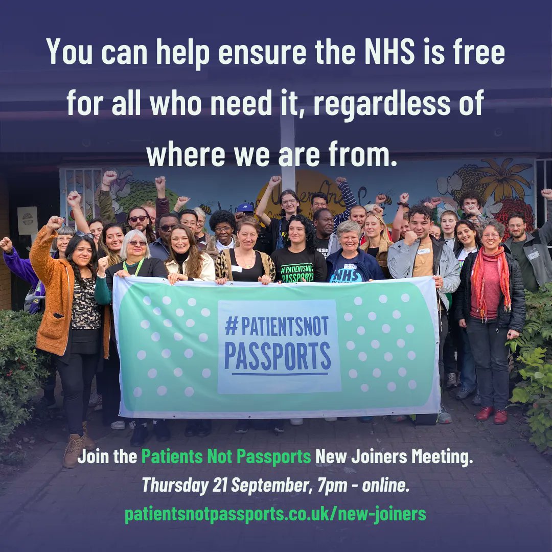 migrantsorg's tweet photo. Come fight racist border controls in the NHS with the #PatientsNotPassports campaign!

Are you looking to get involved in organising and campaigning against Britain's hostile border system in your community? 

Join us on 21 September:
https://t.co/Sxg0JqXtPJ https://t.co/M5mqKFhTKi