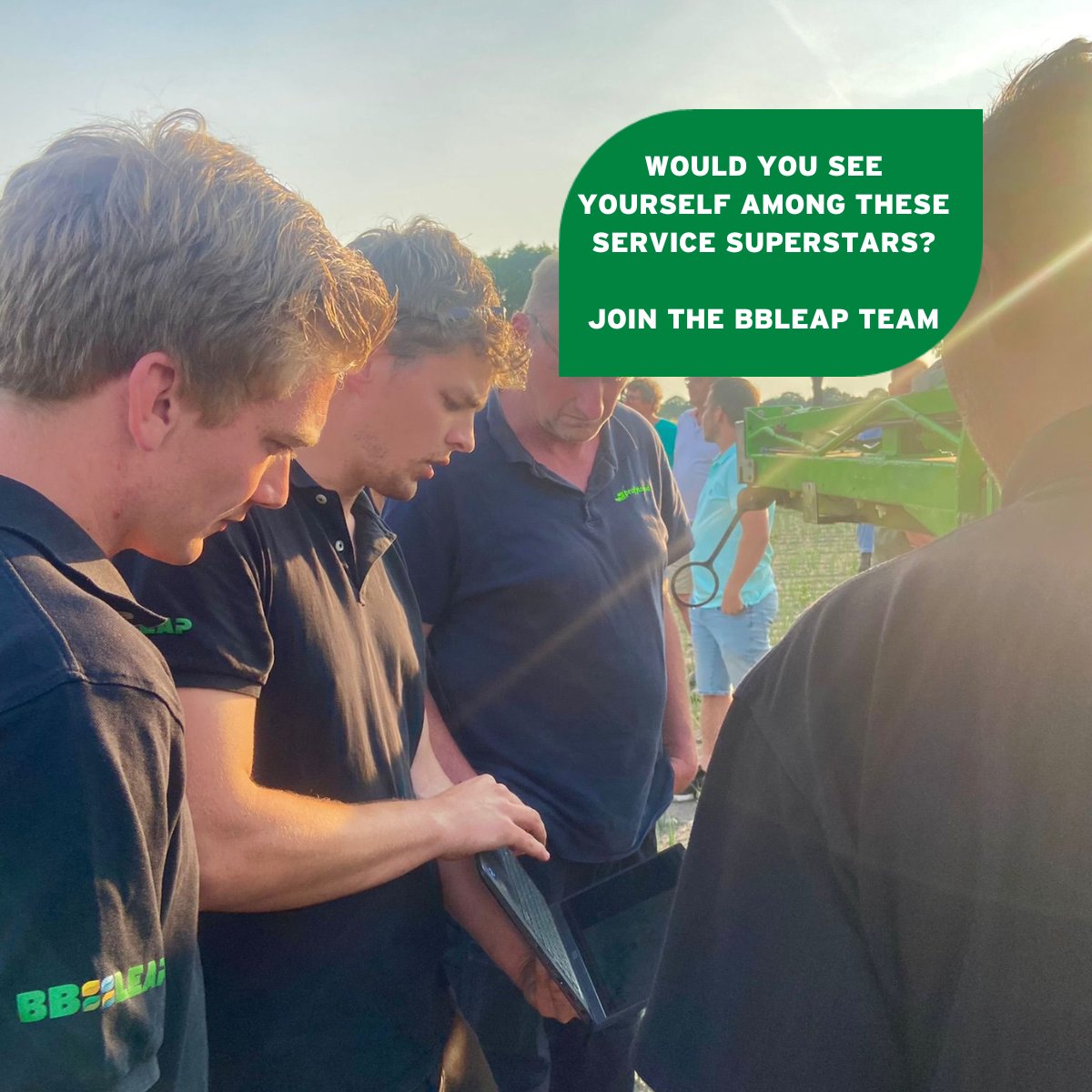 Join the Leap Service / Leap Experience Team at BBLeap!

Are you ready to take a Leap into the world of cutting-edge agricultural technology? We're looking for dynamic individuals to become a part of our dedicated Leap Service / Leap Experience team. 

For more info, contact us!