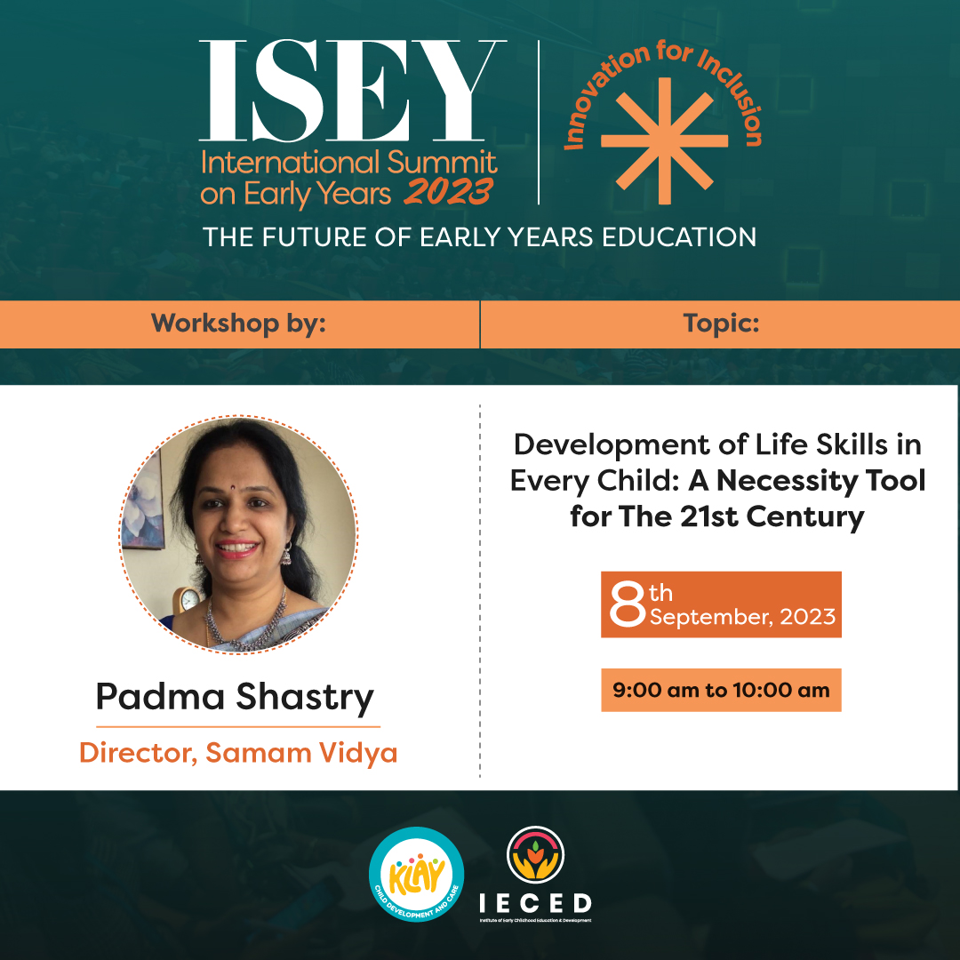 IECED_KLAY's tweet photo. Ms. Padma Shastry, Founder Director of Samam Vidya, an organization specializing in special education with a focus on creating inclusive classrooms, joins us for an exclusive workshop where she talks about the development of life skills in every child.
https://t.co/BTb3TlB8OH https://t.co/iNrmfmMBub