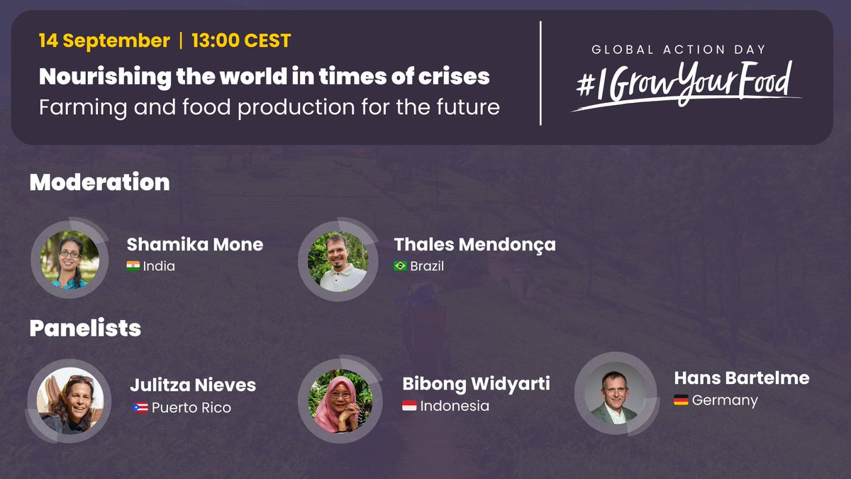 ifoamorganics's tweet photo. On 14 September, we will host a panel discussion with our #INOFO friends, celebrating five years of the #IGrowYourFood global action day.
Join us!
https://t.co/1XQrNm7xIg https://t.co/UObbhREQjf