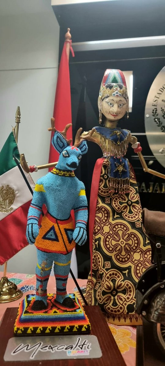EmbMexIno's tweet photo. Damos la más cordial bienvenida a los embajadores Náyari y Mexcalti, representantes de la esencia de Nayarit, una tierra llena de tesoros culturales y bellezas naturales. 🌎🎉 Acompañados por los anfitriones Wayang Golek en este encuentro único. #MagiaHechaAMano #MundoWixárika https://t.co/bS0H290YcF