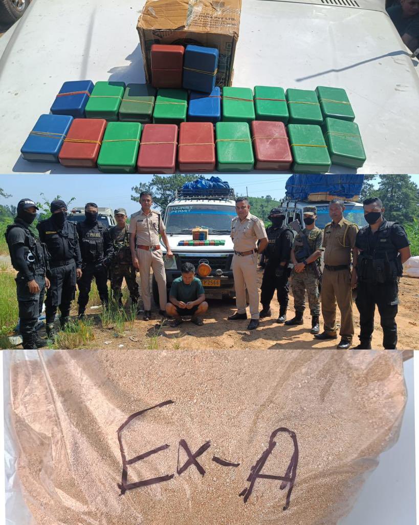 Success saga continues!
Today in an intensive operation <a href="/ejhpolice/">🇮🇳 East Jaintia Hills Police 🇮🇳</a> nabbed one notorious interstate drug trafficker and seized Heroin worth ₹ 2 Crore at Umtyra. Kudos to <a href="/lrbishnoiips/">Dr L R Bishnoi, IPS</a> and his entire team. 

We are fully committed to tackle this issue of exigent importance by