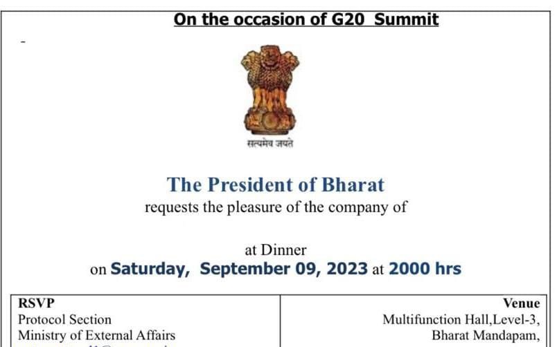 BIG BREAKING🚨: विशेष संसद अधिवेशनात”INDIA” चे “भारत” असे नामकरण होण्याची शक्यता आहे. राज्यघटनेचे कलम १ बदलले जाऊ शकते. राष्ट्रपती महोदयांनी ९ सप्टेंबरला G20 साठी पाठवलेल्या निमंत्रण पत्रिकेत “President of Bharat” असा आवर्जुन उल्लेख केला आहे. 🇮🇳 जयहिंद 🇮🇳 #ModiHaiTohMumkinHai