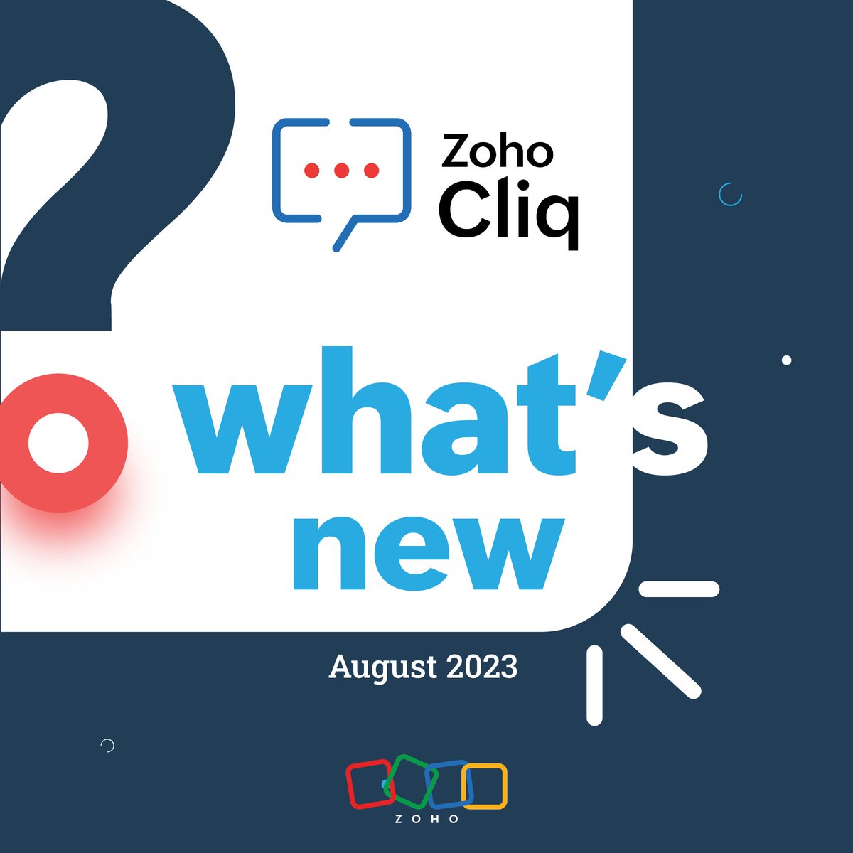 ZohoCliq's tweet image. 🤓 Here&apos;s what we released in August 2023! 
#whatsnew #zohocliq