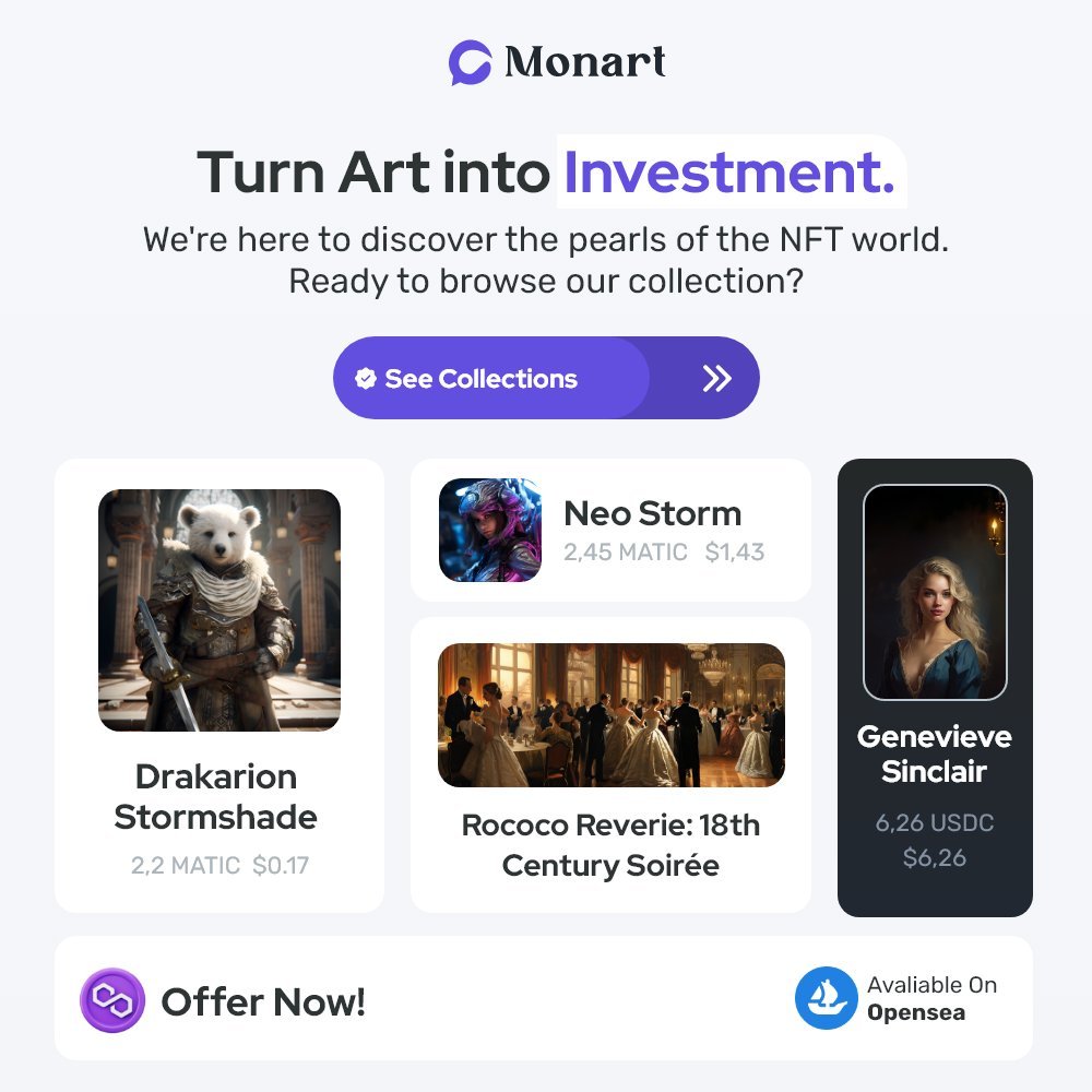 🚀 On the hunt for the next rising NFT stars? Look no further! Dive into our collection today. opensea.io/monartshop 📷 #NFT #ArtCollectibles #cryptocurrencies #Crypto #binance📷 #CryptoNews #NFTGiveaway #NFTartist #NFTcollections