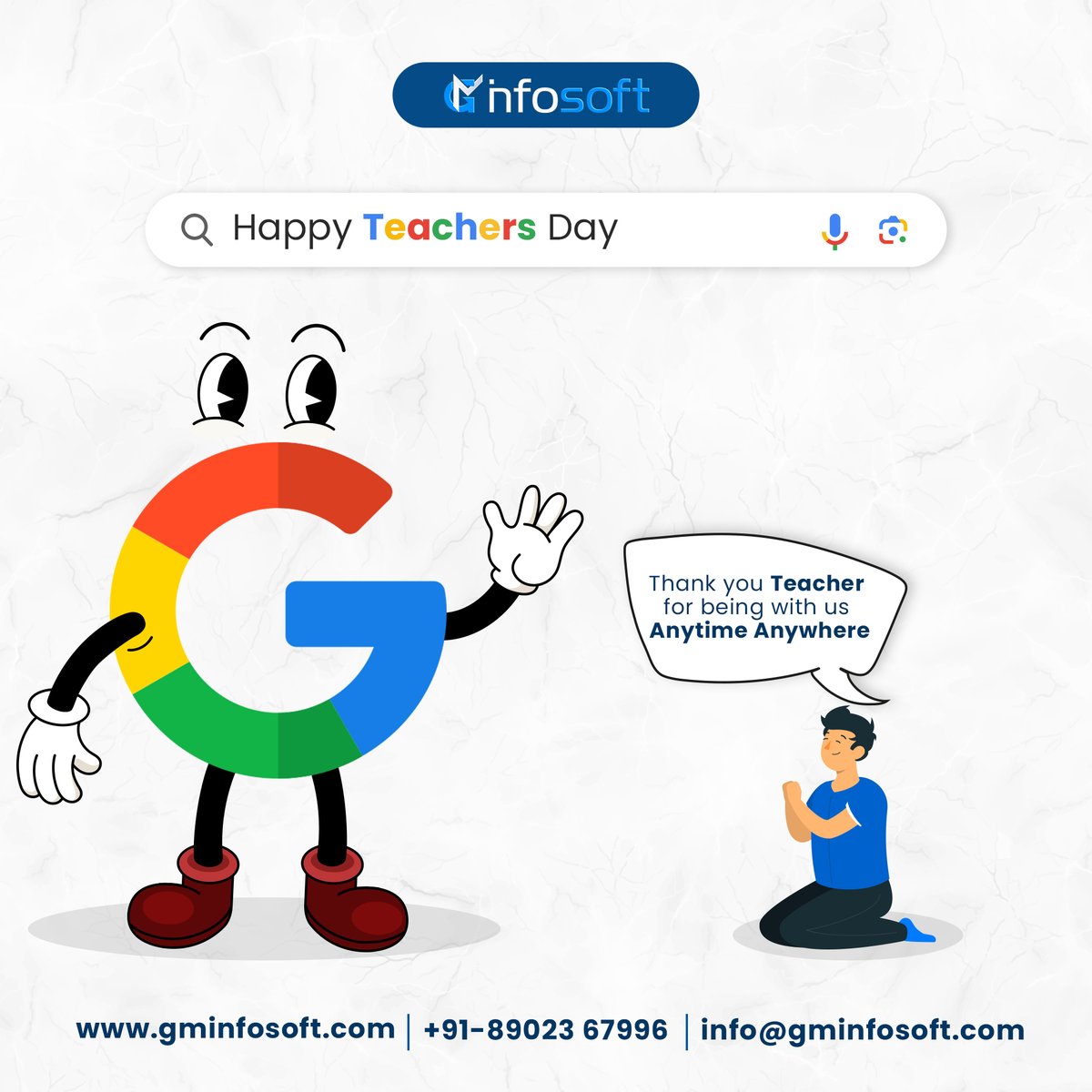 Teaching is the art of shaping minds and inspiring hearts. Happy Teacher's Day to all the incredible educators who light the path of knowledge!' 📚
.
.
.
#TeachersDay2023 #TeachersDay #HappyTeachersDay #TeachingHeroes #InspiringEducators #TeacherLove #gminfosoft