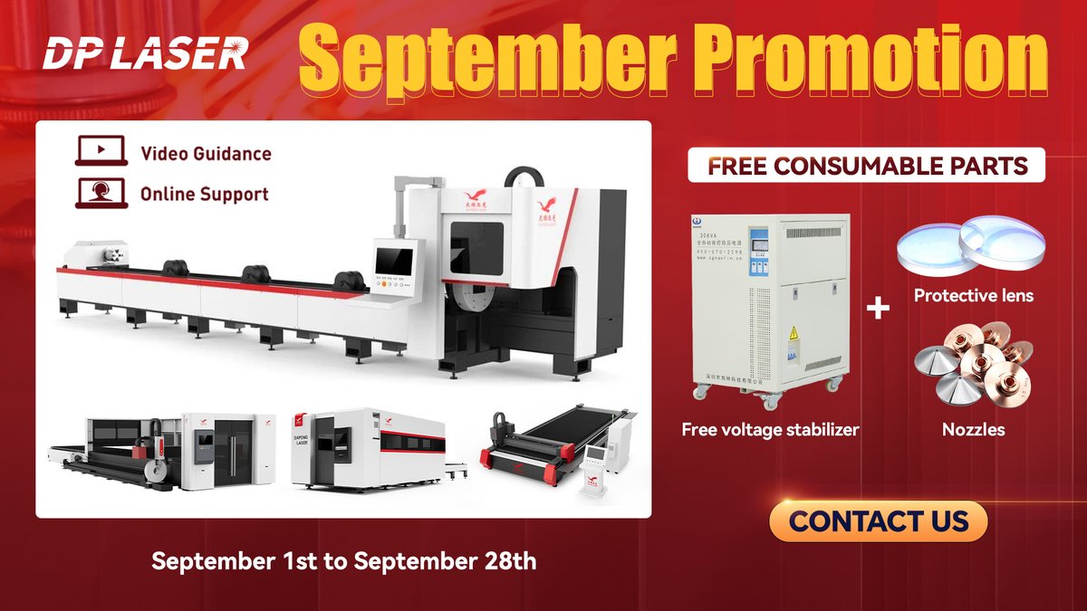 dapeng_laser's tweet image. 👏👏🔥🔥
Buy Machine Get Free Consumable Parts.

#3 #promotion 
DP Laser&apos;s Third Promotion in Sept.
Buy Laser Cutting Machine and get Free Consumable Parts.

Only in Sept !

#dplaser #dapenglaser #laser #lasercutting #lasercuttingmachine #lasercutter #fiberlasercuttingmachine