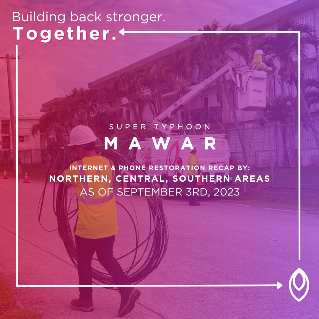 Hafa Adai,

We have added new locations that are 'Open for Service Calls' by Northern, Central, and Southern areas as of September 3rd, 2023.

Future Internet restoration updates will be posted in the corresponding link: bettertogether.pr.co