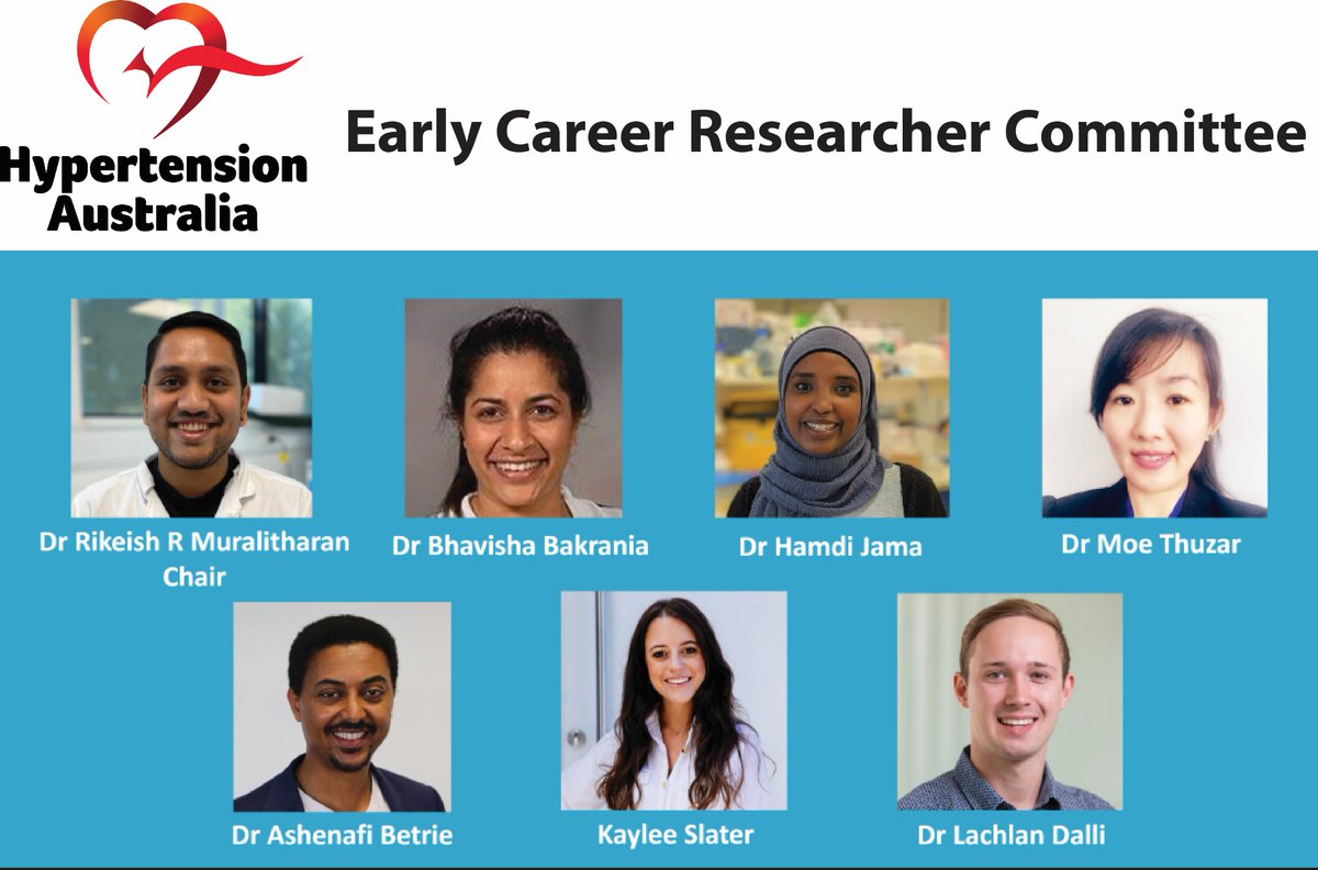 Hypertension Australia (@hypertensionaus) on Twitter photo Unveiling the 2023 <a href="/HypertensionAus/">Hypertension Australia</a> Early Career Researcher (ECR) Committee:
<a href="/rikeishm/">Rikeish R. Muralitharan MD, PhD</a> (chair) <a href="/babakrania/">Bhavisha Bakrania</a> <a href="/HamdiAJama/">Hamdi</a> <a href="/moe_thuz/">Moe Thuzar</a> <a href="/AshenafiBetrie/">Ash Betrie, PhD</a> <a href="/KayleeSlater_/">Kaylee Slater</a> <a href="/LachlanDalli/">Dr Lachlan Dalli</a>
Stay tuned for an exciting program of events and initiatives led by this team 🌟
hbprca.com.au/early-career-r… Unveiling the 2023 <a href="/HypertensionAus/">Hypertension Australia</a> Early Career Researcher (ECR) Committee:
<a href="/rikeishm/">Rikeish R. Muralitharan MD, PhD</a> (chair) <a href="/babakrania/">Bhavisha Bakrania</a> <a href="/HamdiAJama/">Hamdi</a> <a href="/moe_thuz/">Moe Thuzar</a> <a href="/AshenafiBetrie/">Ash Betrie, PhD</a> <a href="/KayleeSlater_/">Kaylee Slater</a> <a href="/LachlanDalli/">Dr Lachlan Dalli</a>
Stay tuned for an exciting program of events and initiatives led by this team 🌟
hbprca.com.au/early-career-r…