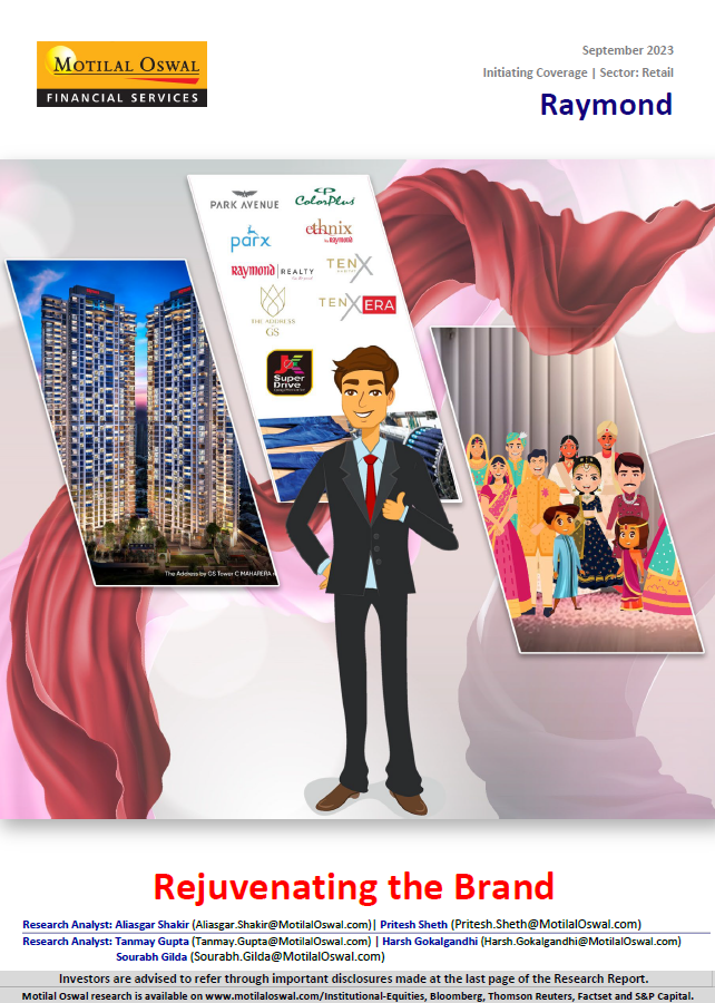LearningEleven's tweet photo. Motilal Oswal initiates coverage on Raymond with 32% UPSIDE and Raymond stock kindly obliges with 10% uptick!! https://t.co/xo3K7Io5sN
