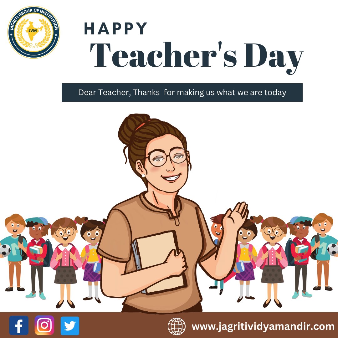 jagritigroup's tweet photo. "Here's to the ones who light our path with knowledge and inspire us to dream big. Happy Teacher's Day! 📚✨ 
#teachersdaycelebration #gratitude #HappyTeachersDay #teacherday2023 #jvm #jagritigroupofinstitution #viprakalyanboard https://t.co/KiDopqjIzE