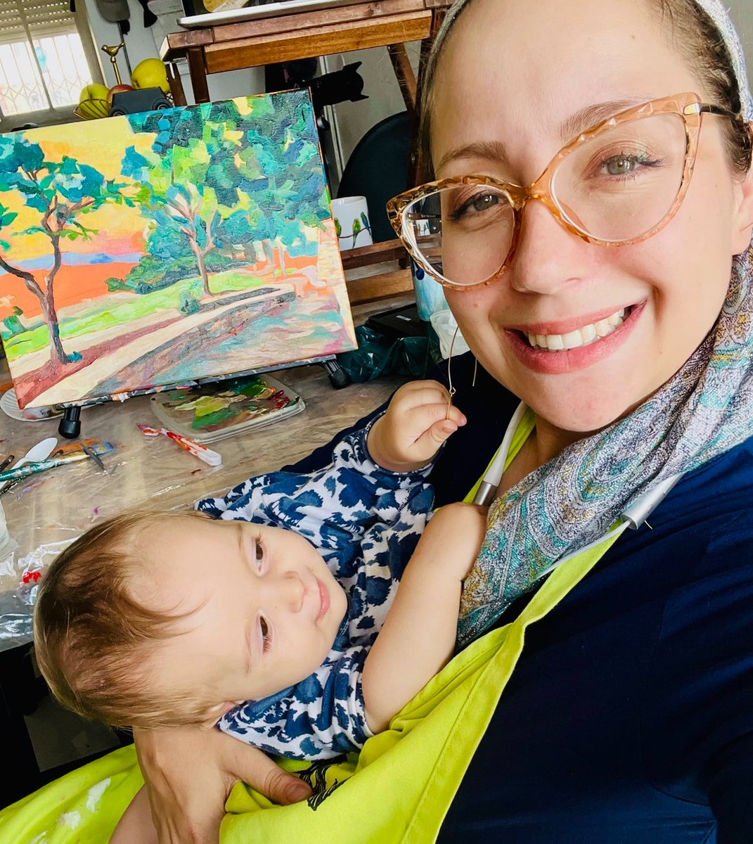 israelfineart's tweet image. I have the world's cutest studio assistant. How are you embracing the chaos today? #motherartist #judaica #homedecor #motherhood #workingmom