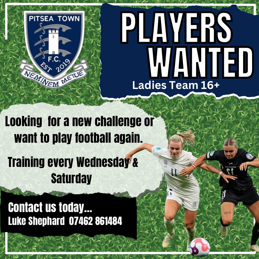 Thanktastic opportunity to join a growing team 

#pitseatownfc
#ladiesfootball
#Lionesses 
#football 
#englandladies