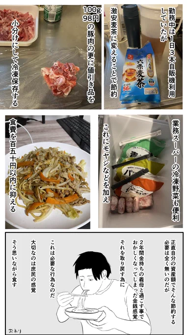 新生活も始まりスーパーの電子チラシを毎日チェックしてます。
改めて義母に毎日5000円分の食品買ってもらってたの頭おかしいと感じます。

遺産相続しようと自分の稼ぎが増えたワケでもないので身の丈にあった生活を意識しないとですね。

ちなみにバカ舌なので何でも美味しく食べてます。 