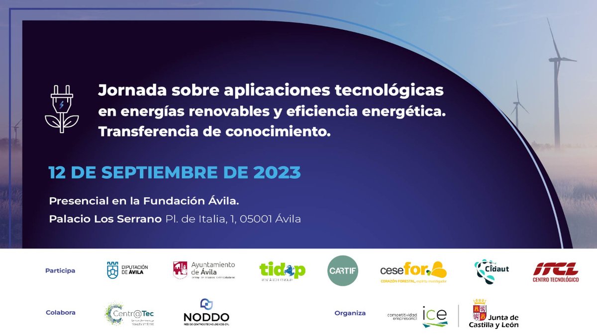 🗓️Queda un semana para la Jornada sobre #aplicacionestecnológicas en #energíasrenovables y #eficienciaenergética. Con demostradores tecnológicos, casos de empresas de referencia y reuniones B2B de transferencia de conocimiento. ✍ Regístrate gratis ↪️ lnkd.in/dJrZwNv8