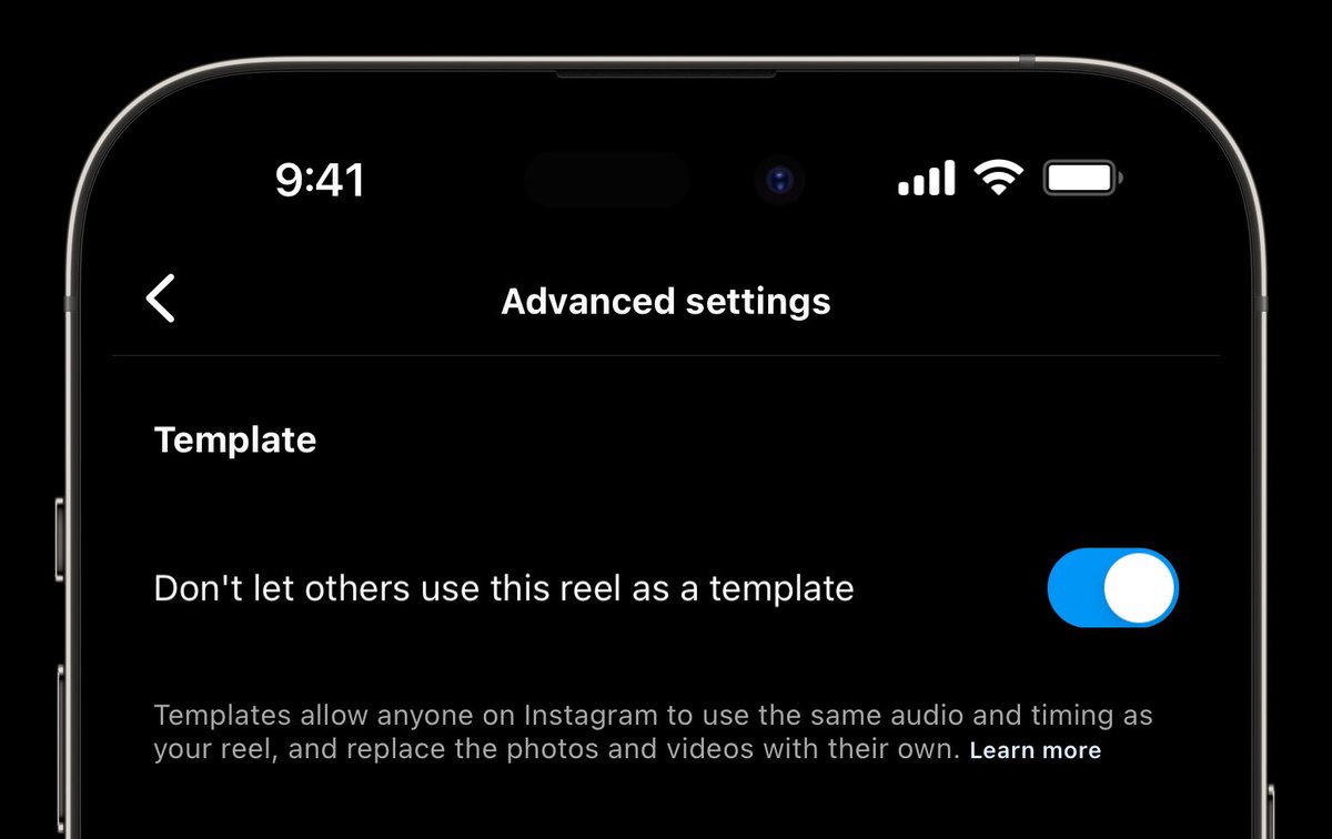 #Instagram added an option to prevent others from using your reel as a template