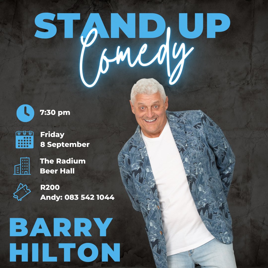 See you there my cuzzies 🙌 Pull in 👊
🗓️Friday, 8 Sept 2023
📌The Radium Beer Hall
⏲️7:30pm
ℹ️ barryhilton.co.za/events