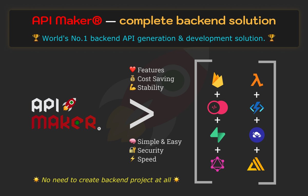 hasantoxr's tweet photo. Attention Software Developers!!

Stop relying on traditional backend tools.

Introducing API Maker: Your ultimate all-in-one backend development solution:

API Maker > 5 x (Firebase + Supabase + Appwrite + GraphQL)

I'll show you how to use it: https://t.co/ABCYTwbhD4