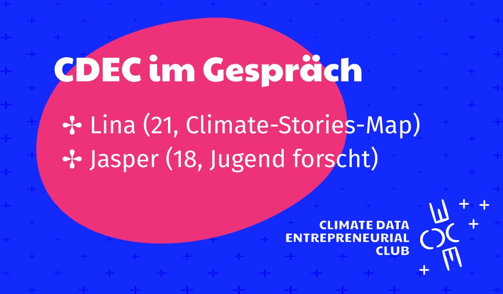 „Ich finde Daten so interessant, weil sie Geschichten erzählen.“ 📝 Jasper (18) und Lina (21) geben uns Einblicke in ihre Projekte und erzählen, wie sie #Daten effektiv für #Nachhaltigkeit nutzen. Das Motto: „Mach dir einen Kopf und Ideen groß!“ 👉 cdec.io #CDEC