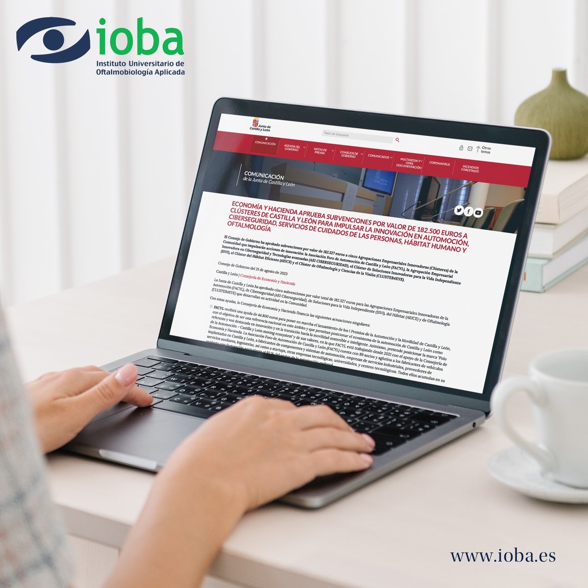 IobaUVa's tweet photo. ¡Grandes Noticias!... La Consejería de Economía y Hacienda ha aprobado varias #Subvenciones para #Clusters, entre las que se encuentra el #Cluster4Eye de #Oftalmología y #CienciasDeLaVisión impulsado desde el @IobaUVa.
ℹ️ Más Info: https://t.co/rkE5JdK0fo
#IOBA https://t.co/idUVntp0rH