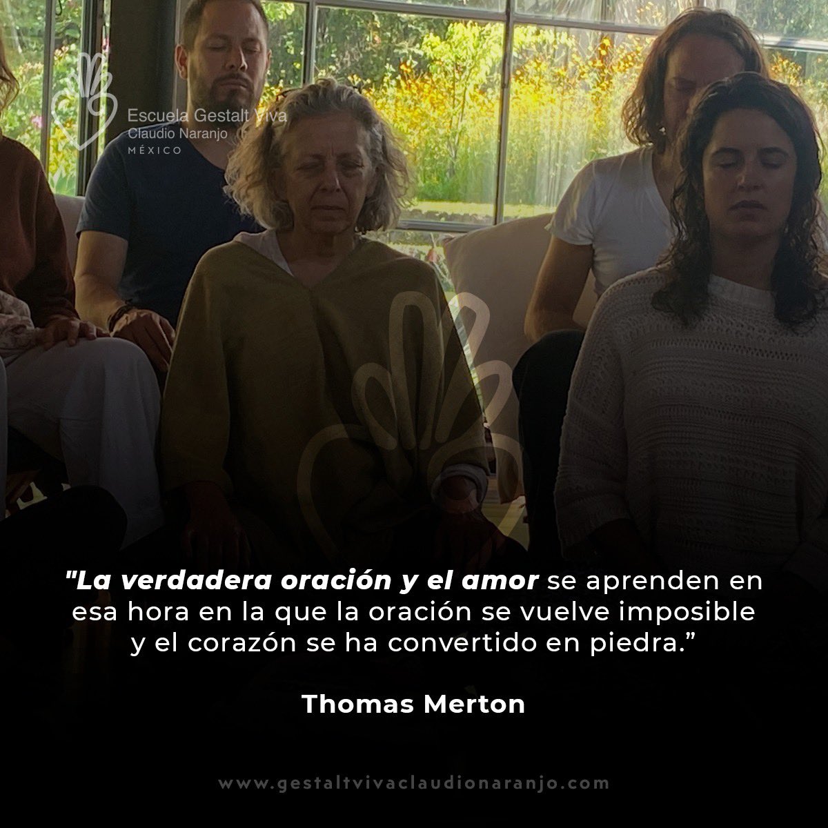 gestaltviva's tweet photo. "La verdadera oración y el amor se aprenden en esa hora en la que la oración se vuelve imposible y el corazón se ha convertido en piedra.”

Thomas Merton

#escuelagestaltviva #claudionaranjo https://t.co/G74vKk87GV