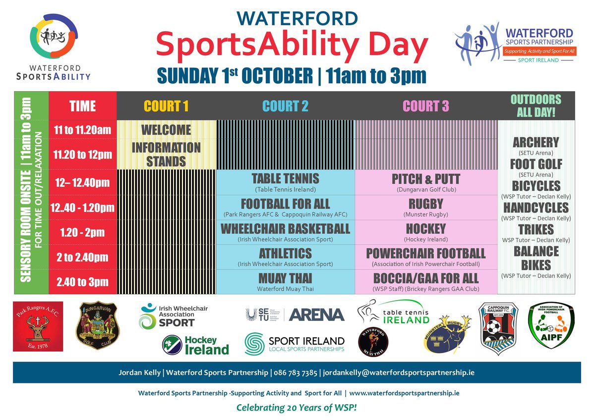 HealthWaterford's tweet photo. The @WaterfordLSP #sportsability day is coming up on the 1st of October in @ArenaSETU
Promises to be a excellent day. https://t.co/0lOI2BpeCs